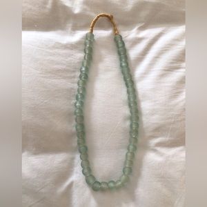 Light green sea glass bead necklace